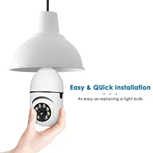 KOWVOWZ 360 Degree Security Cameras Wireless Outdoor, 2.4GHz & 5GHz WiFi Light Bulb Camera, 1080p Indoor for Home Camera System, Motion Detection, Two-Way Audio (2PCS) - light bulb camera wifi outdoor