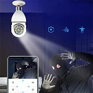 KOWVOWZ 360 Degree Security Cameras Wireless Outdoor, 2.4GHz & 5GHz WiFi Light Bulb Camera, 1080p Indoor for Home Camera System, Motion Detection, Two-Way Audio (2PCS) - wireless wifi light bulb camera security camera