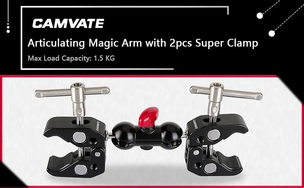 CAMVATE Articulating Magic Arm with 2pcs Super Clamp Crab Plier Clip - 1441 - C1441-1