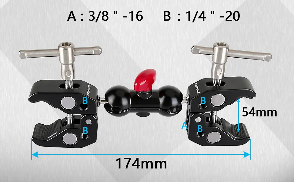 CAMVATE Articulating Magic Arm with 2pcs Super Clamp Crab Plier Clip - 1441 - C1441-2