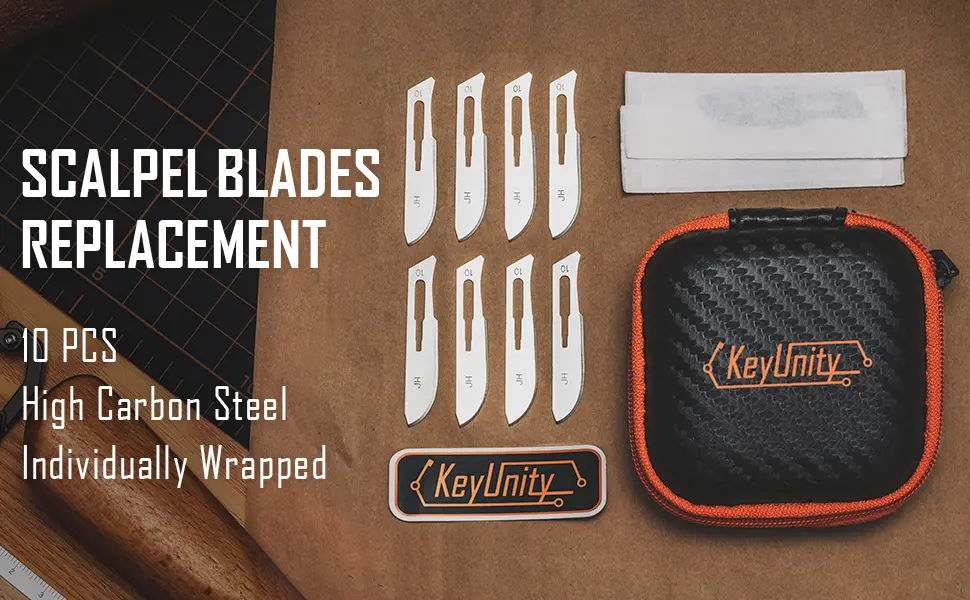 KeyUnity KA00 10pcs #10 Knife Blades Replacement Utility Knife Blade for Arts & Crafts, Plant Cutting, Clay Modeling, Podiatry, Dermaplaning & More - KA00
