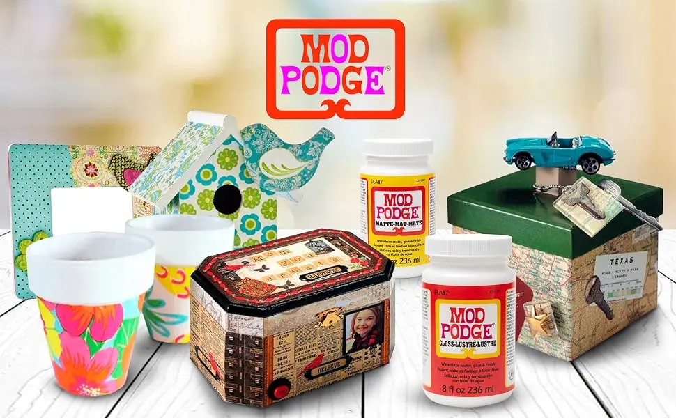Mod Podge Bundle, 8 Ounce Gloss and Matte Medium Waterproof Sealer, Pixiss Accessory Kit with Foam Brushes, Gloves, Glue Spreaders and More 8oz - Mod Podge