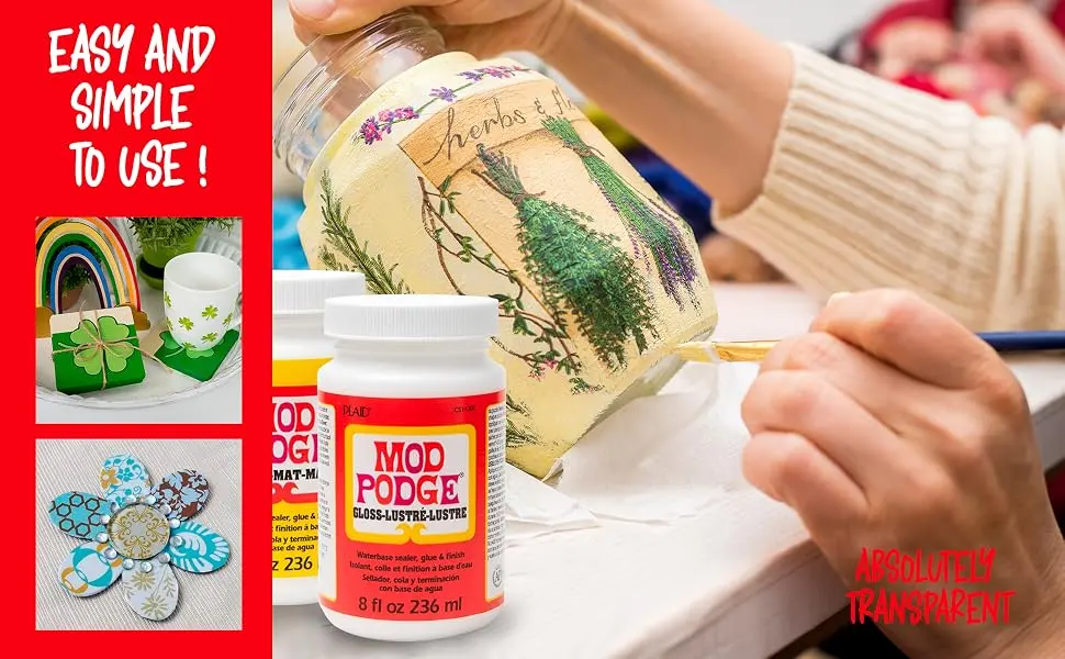 Mod Podge Bundle, 8 Ounce Gloss and Matte Medium Waterproof Sealer, Pixiss Accessory Kit with Foam Brushes, Gloves, Glue Spreaders and More 8oz - Mod Podge