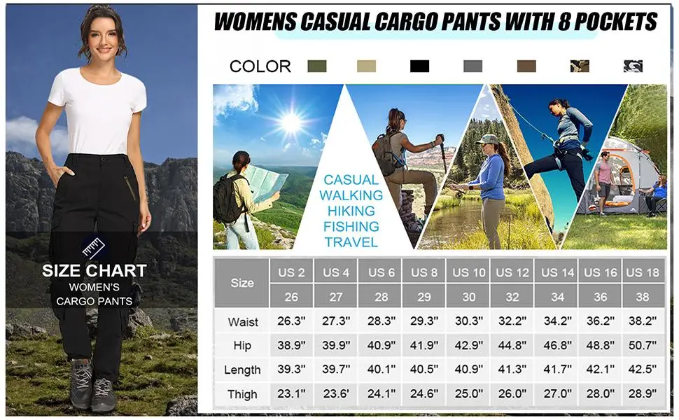 Alfiudad Womens Cargo Pants with Pockets Casual Military Army Hiking Combat Tactical Work Pants Trousers Grey 8 - product information 6