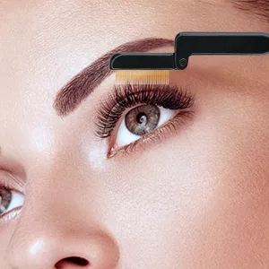 2PCS Folding Eyelash Comb,Eyebrow Comb Metal Teeth, Professional Tool for Define Lash & Brow (Black) - Eyelash Comb