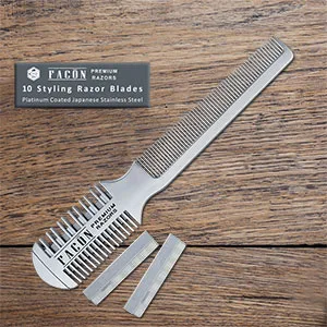 Facn Professional Hair Razor Comb Cutting Styling Thinning Texturizing Double Edge Shaper Razor + 10 Replacement Blades - Razor Comb