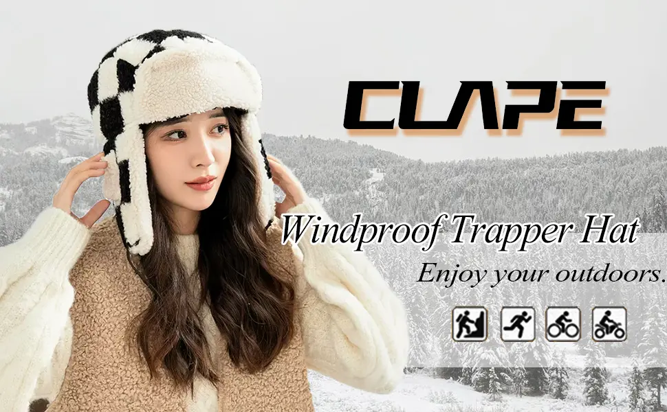 CLAPE Cold Weather Bomber Hats Trooper Trapper Hat Warm Winter Hats for Men Russian Ushanka Hat Aviator Cap with Ear Flap Pl21-black - Trapper Hat Winter Hats for Men Trooper Hunting Ski Hat Women Ear Flap Windproof Outdoor Bomber Hats