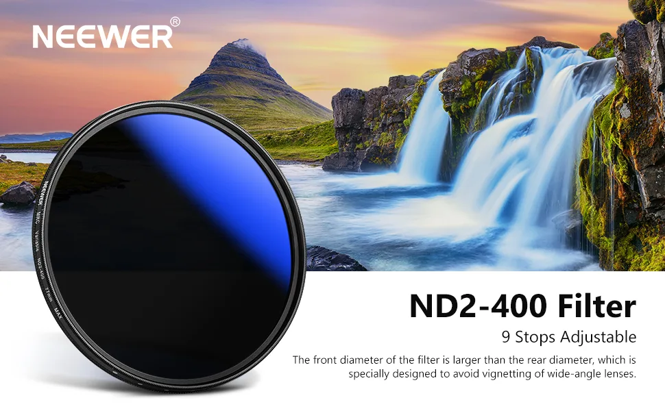 NEEWER 77mm MRC Variable ND Filter ND2-ND400, Neutral Density Adjustable ND Filter (0.3 to 2.7,1 to 9 Stops), Multi Layer Coated Optical Glass, Water Repellent & Scratch Resistant Ultra Slim Filter - product information 2