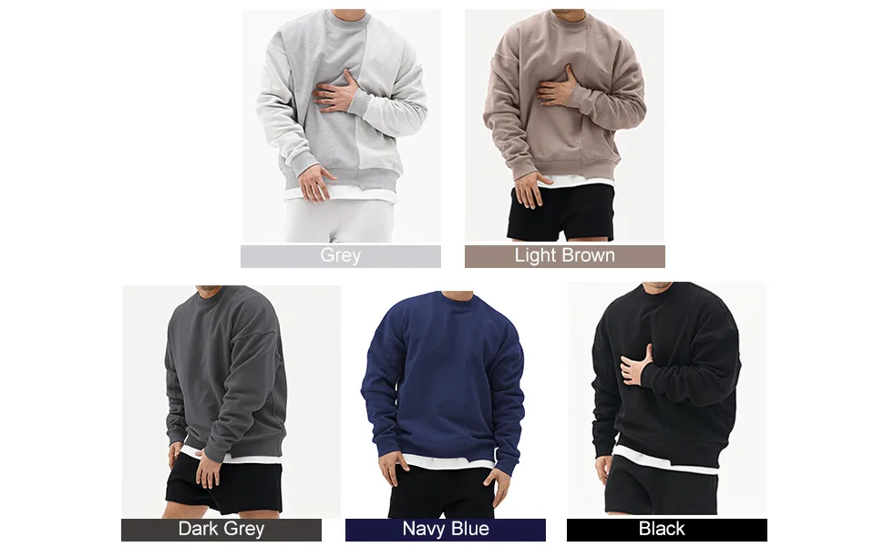 Surenow Mens Patchwork Crewneck Sweatshirt Long-Sleeve Lightweight Terry Sweatshirt Casual Workout Pullover Shirt Tops Grey Medium - product information 14
