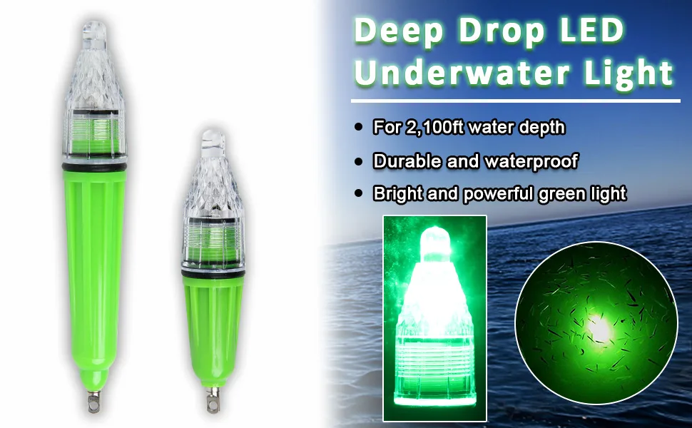 Underwater Fishing Light, Deep Drop LED Underwater Light Waterproof Fish Lamp Bass Lure Bait Attracting Light Green 3pcs-17cm - Underwater Fishing Light
