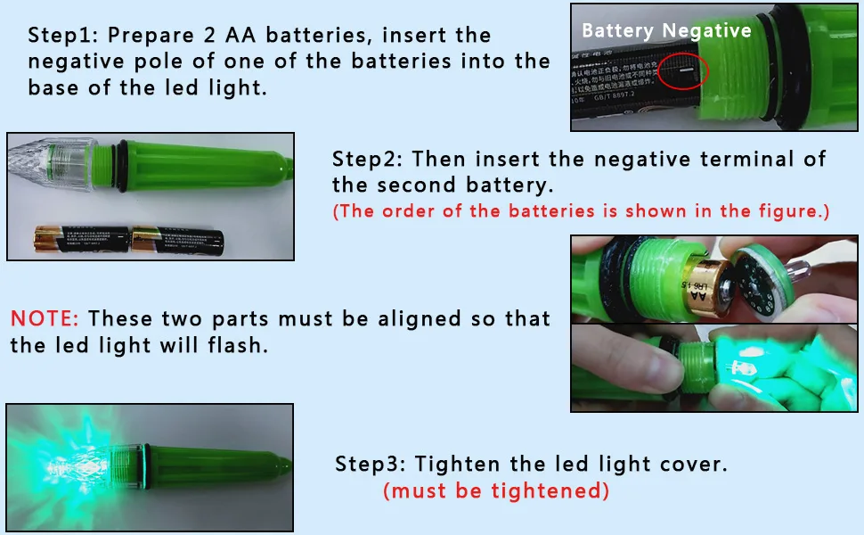 Underwater Fishing Light, Deep Drop LED Underwater Light Waterproof Fish Lamp Bass Lure Bait Attracting Light Green 3pcs-17cm - Underwater Fishing Light