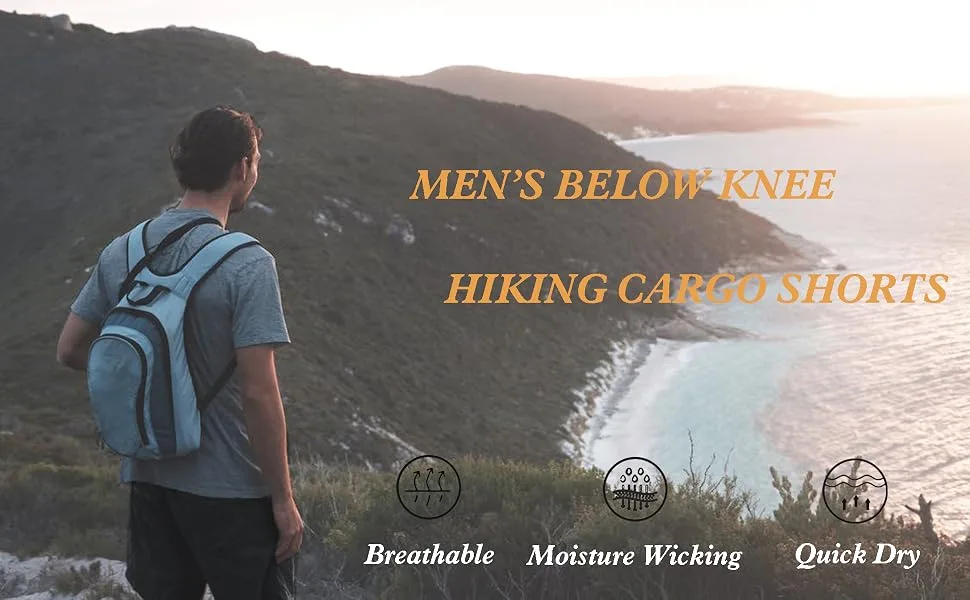 MAGNIVIT Men's 3/4 Capri Pants Below Knee Quick Dry Lightweight Hiking Cargo Long Shorts(No Belt) Grey 38 - product information 2