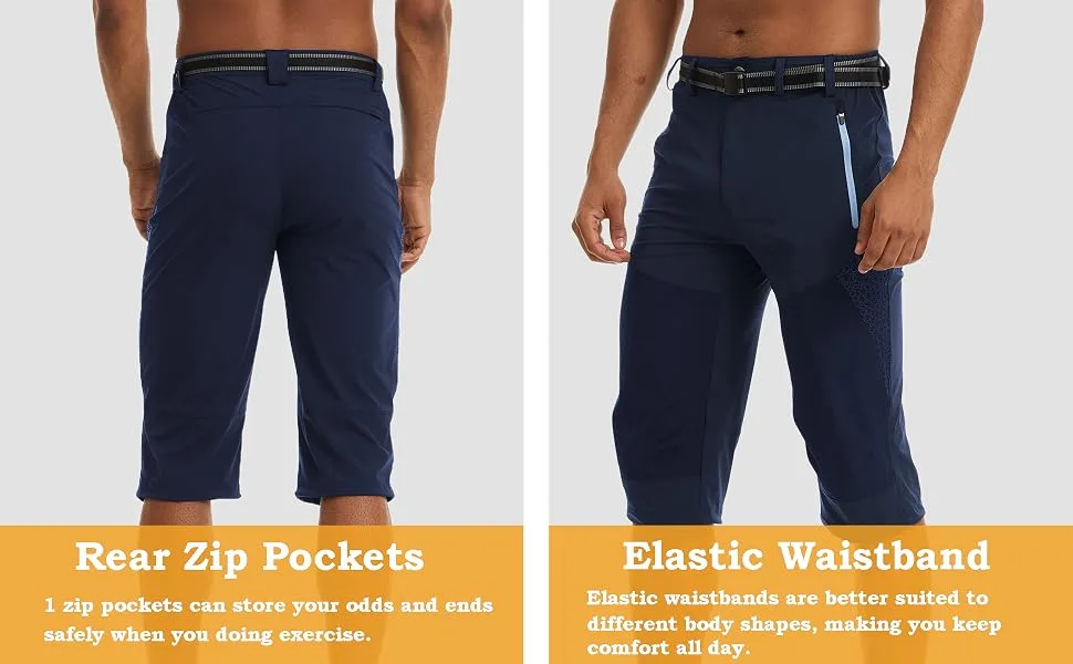 MAGNIVIT Men's 3/4 Capri Pants Below Knee Quick Dry Lightweight Hiking Cargo Long Shorts(No Belt) Grey 38 - product information 5
