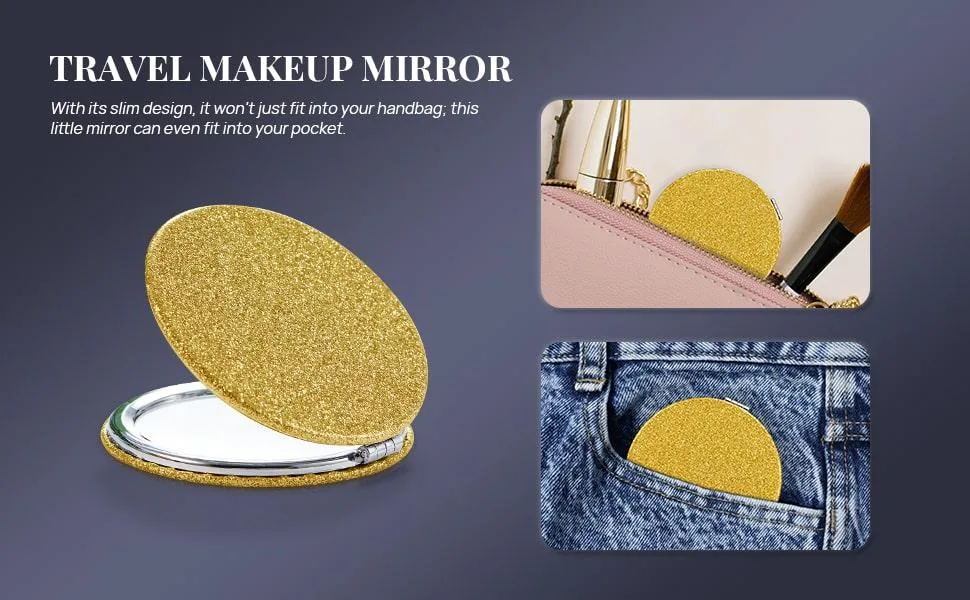 OMIRO 1X/10X Magnifying Compact Mirror with PU Leather, Ultra-Portable for Purses and Travel, Round Black Black 1X/10X - travel mirror