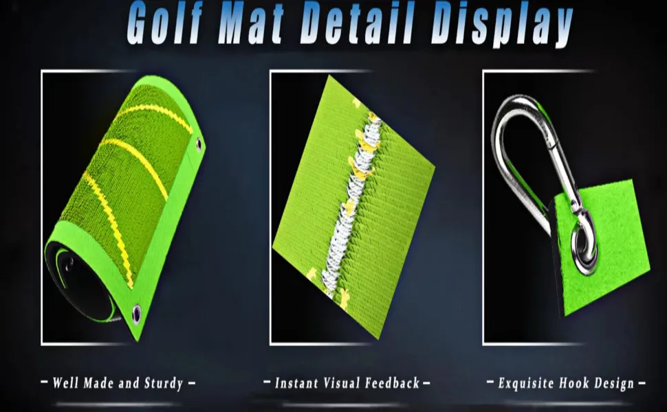 Turf Golf Mat, Premium Golf Hitting Mat with 3 Balls, Divot Daddy Pro Golf Practice mat That Shows Swing Path, Golf Training Mat for Swing Detection Batting - Golf Training Mat