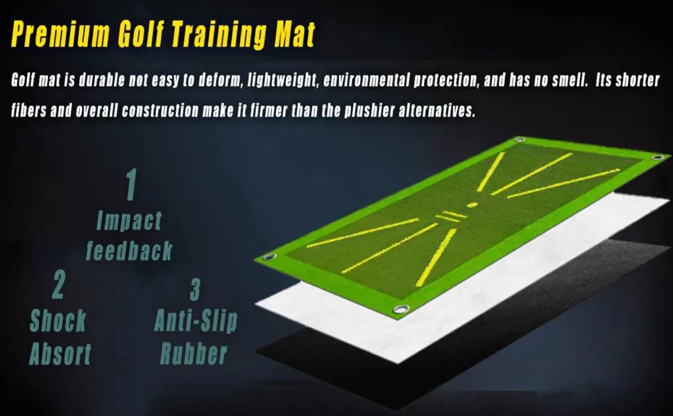 Turf Golf Mat, Premium Golf Hitting Mat with 3 Balls, Divot Daddy Pro Golf Practice mat That Shows Swing Path, Golf Training Mat for Swing Detection Batting - Golf Training Mat