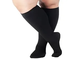 Mojo Compression Socks Unisex Wide Calf Compression Socks, Plus Size Compression Socks (20-30mmHg) for Varicose Veins, Wide Calves - Compression Stockings, 7 Colors, 10 Sizes 4X-Large Black - mojo socmpresion A201BL compression stockings 20-30 mmhg for wide calf and plus size