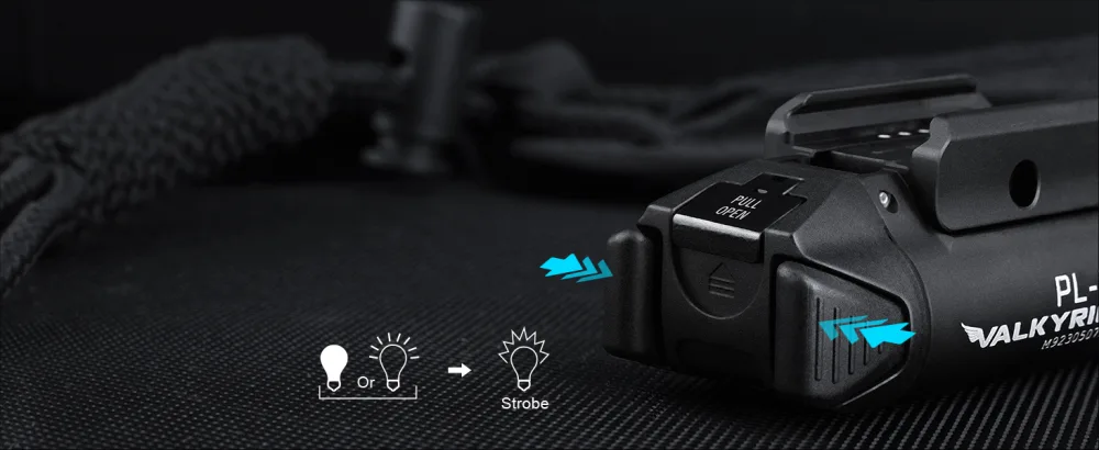 OLIGHT PL-3 Valkyrie 1300 Lumens LED Compact Weaponlight Rail-Mounted Tactical Light with Rail Locating Keys for 1913 Picatinny, GL Style, Black - OLIGHT PL-3 Tail Switch