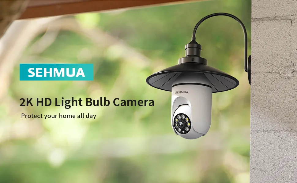 2K Light Bulb Security Camera Outdoor, 360 Wi-Fi Lightbulb Security Wireless Camera with Color Night Vision, Motion Tracking Sensor, 24/7 Recording, SD&Cloud Storage, Works with Alexa, E26/E27 Socket Light Bulb Camera - product information 1