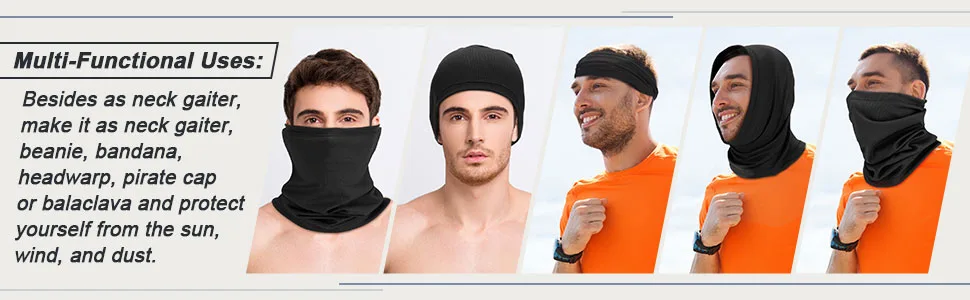 6 Pieces Neck Gaiters Reusable Face Scarf Summer Face Mask Uv Protection Mens Breathable Balaclava, Polyester - product information 5