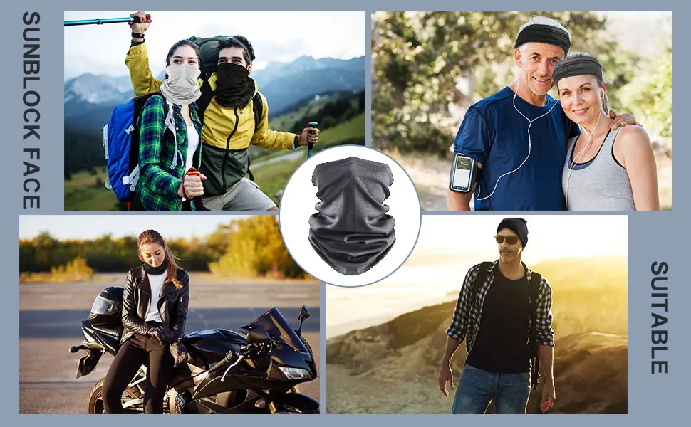 6 Pieces Neck Gaiters Reusable Face Scarf Summer Face Mask Uv Protection Mens Breathable Balaclava, Polyester - product information 6