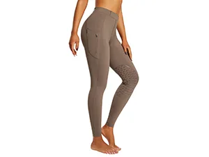 BALEAF Womens Horse Riding Pants Silicone Knee-Patch Riding Breeches Equestrian Schooling Tights Zipper Pockets 01-brown Small - eai005