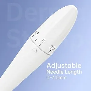 INCELLICE Adjustable Derma Stamp 140 Professional Individual Microneedling Pen for Face Body Hair Beard Growth Home Use Milky-Basic Stamp - Derma Stamp Derma Roller Stamp Dermaroller 140 Tips Stainless Steel Professional Microneedle Stamp