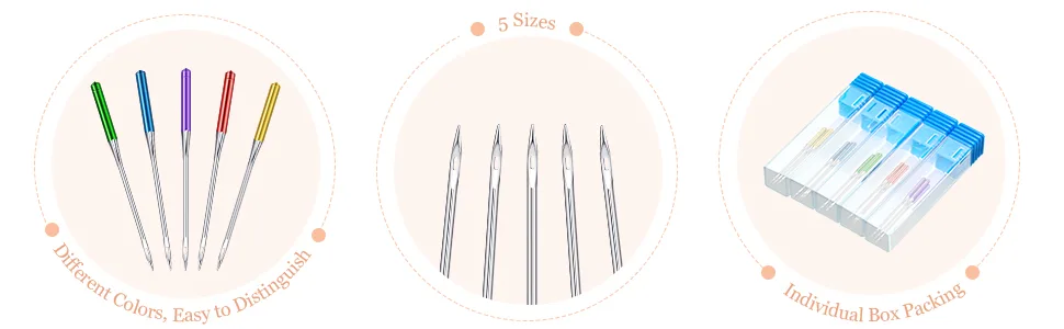 30 Pieces Sewing Machine Needles Universal Regular Point Machine Needles for Home Sewing Machine Compatible with Singer, Brother and Old Sewing Machine Bright Color 9, 11, 14, 16, 18 - product information 3