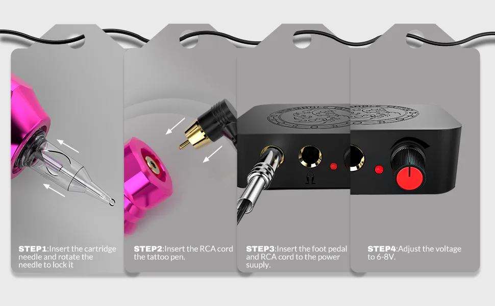 Machine Kit Complete Kit for Beginners and Artists WTK169 - the tattoo kit use step