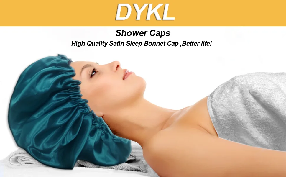 2PCS Satin Bonnet Sleep Bonnet Cap - Extra Large, Double Layer, Reversible, Adjustable Satin Cap for Sleeping Hair Bonnet Dark Blue Green - Black - product information 1