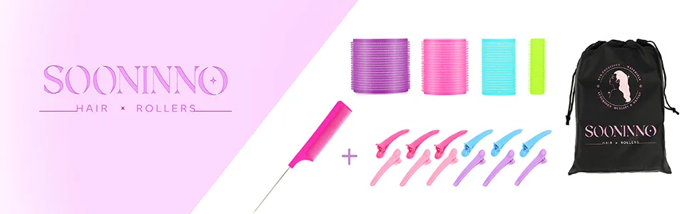 Hair Rollers Curlers Set 38 Pcs Perfect for Long Medium Short Hair, 4 Sizes Self Grip Velcro Rollers Heatless Styling Tools with Large Storage Bag, Duckbill Clips - hair rollers curlers for long velcro styling tools & appliances for short heatless for medium hair