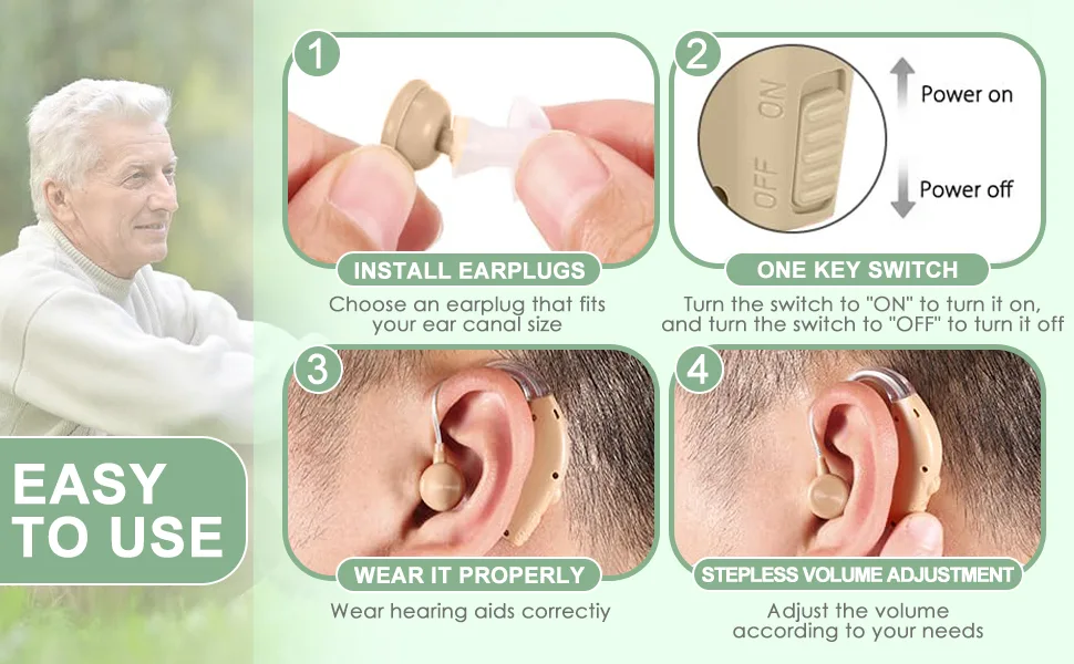 Hearing Aids for Senior, Rechargeable Hearing Aids with Noise Cancelling, Hearing Aids Amplifier (Pair) for Adults Hearing Loss with Volume Control Charging Box1 - product information 3