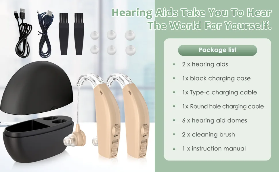 Hearing Aids for Senior, Rechargeable Hearing Aids with Noise Cancelling, Hearing Aids Amplifier (Pair) for Adults Hearing Loss with Volume Control Charging Box1 - product information 4