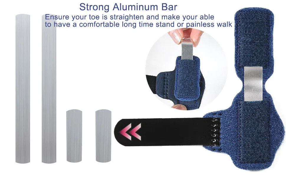 1 Pair Toe Splint for Broken Toe, Hammer Toe Straightener Toe Corrector, Toe Brace for Big Toe, Curled Toe, Women Men Broken Toe to Align and Support Toe Wraps, Extended Adjustable Strap - Toe brace