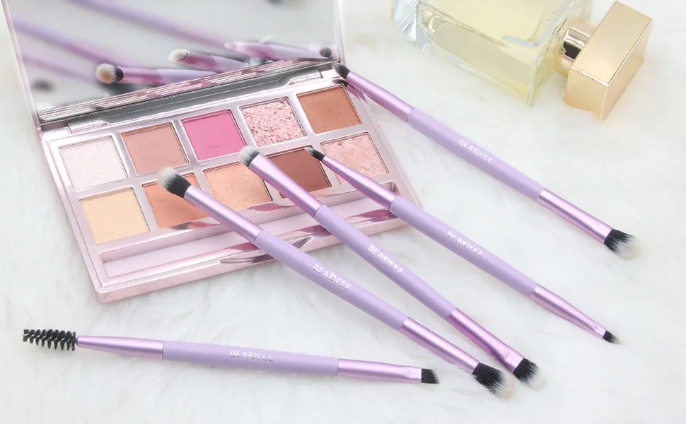 Eyeshadow Brush Set Double Sided Makeup Brushes,Eyeliner Brush For Blending Eyeshadow, Eyeliner, Eyebrow Long Lasting, Apply Better Flawless Look Makeup(Purple) 01 - eyeshadow brush
