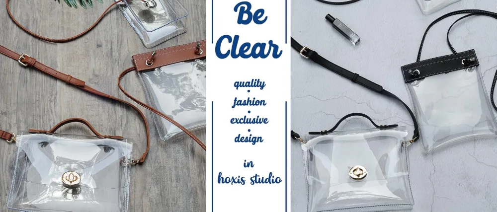 Clear Bag with Turn Lock Closure Women's Cross Body Handbags Stadium Approved Black - clear bag collection
