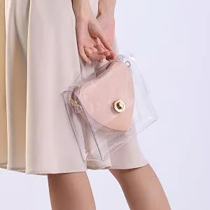 Clear Bag with Turn Lock Closure Women's Cross Body Handbags Stadium Approved Black - raincoat bag