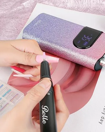 Belle Cordless UV LED Nail Lamp, 54W Large Screen Gel Nail Dryer with Touch Control & Sensor Timer, Rechargeable Nail Curing Lamp for Salon & Home Black - belle