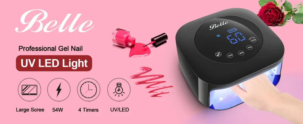 Belle Cordless UV LED Nail Lamp, 54W Large Screen Gel Nail Dryer with Touch Control & Sensor Timer, Rechargeable Nail Curing Lamp for Salon & Home Black - product information 20
