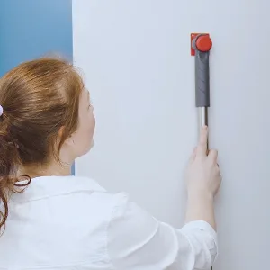 FAYINA Premium Viscose Wet Mop for Hardwood, Laminate, Tile Flooring with Stainless Steel Handle Extendable up to 56 Inches - The handle features a built-in storage loop compatible with our storage hanger