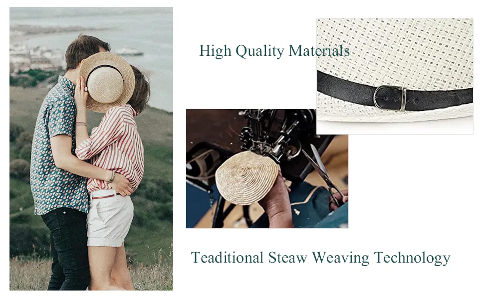 FADACHY Summer Straw Fedora Hat Short Brim Panama Sun Hat Trilby Beach Hat for Men & Women Medium A-khaki-01 - straw sun hat beach hat panama hat summer fedora hat straw hat trilby hat