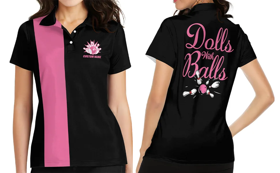 TEEMAN Personalized 3D Pink Bowling Shirts for Women, Custom Funny Bowling Team Shirts for Women, Women Bowling Jerseys Dt13 - pink bowling shirt