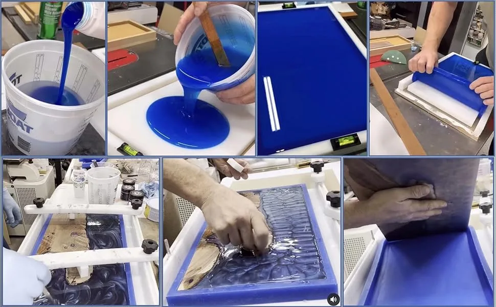 BBDINO Silicone Mold Making Kit, Mold Making Silicone Rubber 30A N.W. 42 Oz, Platinum Silicone Mold Making Rubber, 1:1 by Volume, Ideal for Casting Resins Molds & Silicone Molds ( Blue) - BBDINO working for resin river table