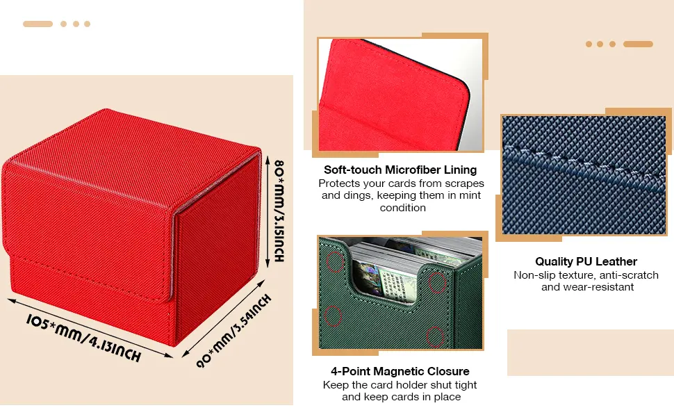 2 Boxes Leather Deck Card Boxes Large Size Fit 100 Plus Sleeved Cards Deck Game Box for Collectible Cards Deck Playing Card Box for 100 Plus Cards Compatible with MTG TCG (Black, White,Horizontal) Horizontal Black, White - product information 2