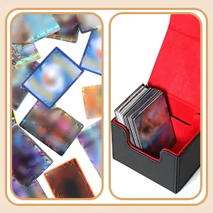 2 Boxes Leather Deck Card Boxes Large Size Fit 100 Plus Sleeved Cards Deck Game Box for Collectible Cards Deck Playing Card Box for 100 Plus Cards Compatible with MTG TCG (Black, White,Horizontal) Horizontal Black, White - product information 5