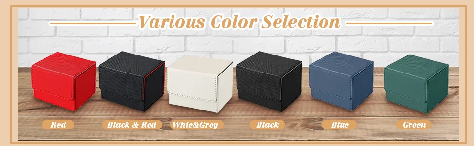 2 Boxes Leather Deck Card Boxes Large Size Fit 100 Plus Sleeved Cards Deck Game Box for Collectible Cards Deck Playing Card Box for 100 Plus Cards Compatible with MTG TCG (Black, White,Horizontal) Horizontal Black, White - product information 6