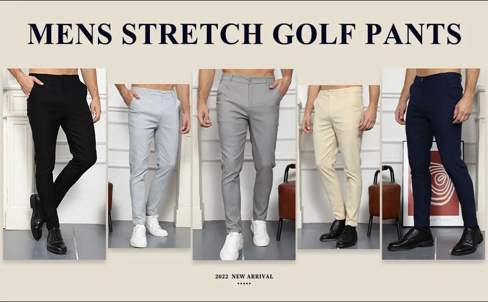 Angbater Men's Stretch Comfort Golf Pants Slim Fit Lightweight Outdoor Work Casual Trousers with Pockets X-Large Black - Mens Stretch Golf Pants