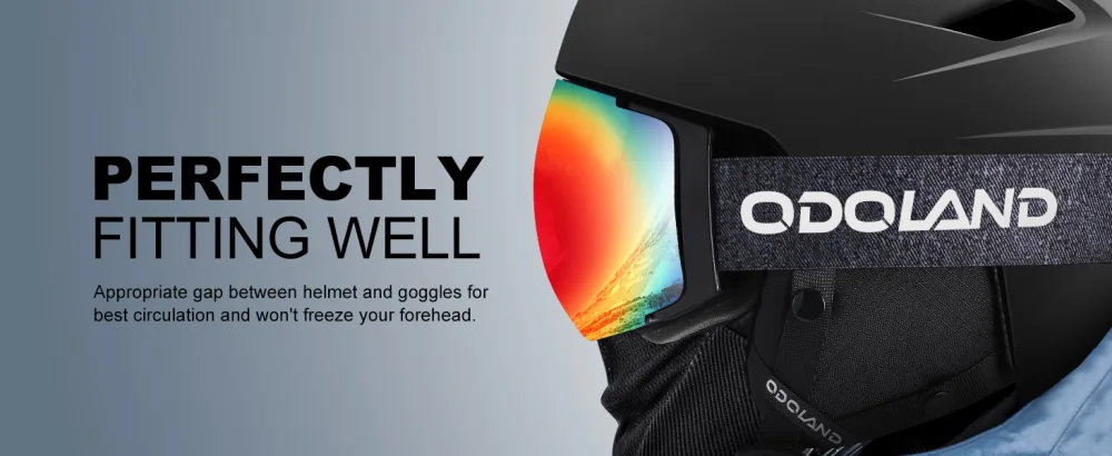 Odoland Magnetic Interchangeable Ski Goggles with 2 Lens, Large Spherical Frameless Snow Snowboard Goggles for Men Women Black Frame Green Lens Vlt 35% - FITTING WELL
