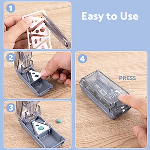 Fullicon Pill Cutter for Small or Large Pills, Pill Splitter with V-Shape Holder, Medicine Slicer with Sharp Blade,Tablet Splitter with Two Large Pill Organizers-Black - 387+349-2