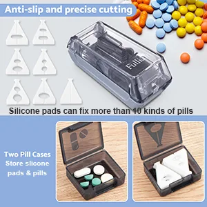 Fullicon Pill Cutter for Small or Large Pills, Pill Splitter with V-Shape Holder, Medicine Slicer with Sharp Blade,Tablet Splitter with Two Large Pill Organizers-Black - 387+349-3